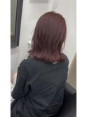 外ハネボブ/カシスピンク/ブリーチなしカラー/暖色カラー