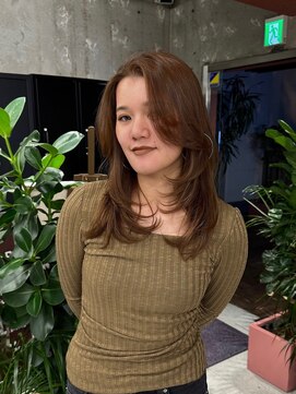 海外風レイヤー/バタフライレイヤー/ヘーゼルブラウン/美髪ケア