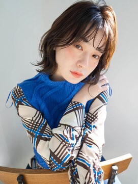 大人ミディ＃小顔黒髪クラゲヘアーオリーブグレーココアベージュ