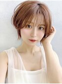 Say.顔周りカットピンクベージュレイヤーショートひし形ショート