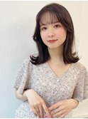  大人可愛い20代30代40代小顔くびれミディアム×クリームグレー