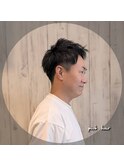 メンズショート アップバング ツーブロック スパイラルパーマ