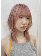 アフィナー 新宿(Afinar) ピンクベージュ×ウルフヘア