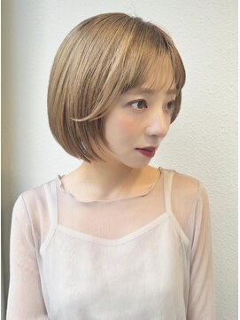 カバーヘア ブリス 北浦和(COVER HAIR bliss) 丸みショート×ミルクティーベージュ/透明感ハイトーンp北浦和