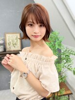 アトラスサロン 札幌大通り(Atras.salon)&nbsp;札幌/髪質改善/コーラルオレンジ×切りっぱなし外ハネボブ