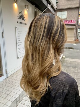 アズールサン 草加西口店(azule-sun) バレイヤージュ,グラデーション,ハイライトカラー,ベージュ/草加