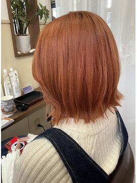 コアフィールフィス(COIFFURE fils) 【見附　今町】ブリーチONカラー　アプリコットオレンジ　外ハネ