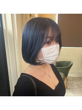 ボアップ 新居浜店(boappu) #韓国ボブ #ブルーブラック #ケアブリーチ