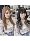 ホワイトベージュ#シールエクステ#韓国#くびれヘア#渋谷