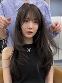 韓国ヘアグレージュカラーブリーチ無し髪質改善イヤリングカラー