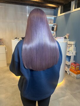 プラス ファースト ヘア(Plus 1st) モーヴラベンダー×ケアブリーチ×艶髪ロング