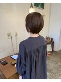 オレンジベージュのショートボブ