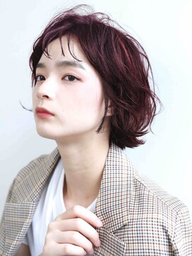 レイヤーボブ/ワインレッド