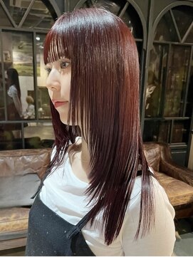 ブリーチなしワインレッド