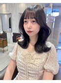 くびれレイヤーカット顔周りレイヤー/ダークアッシュ/ミディ