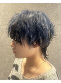 セクションカラー×無造作ウルフマッシュ