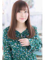 ミック 日暮里店(miq)&nbsp;斜めバングピンクベージュ★小顔大人ガーリーロングb1