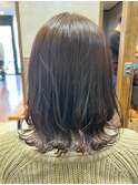 ★美髪★透明感オリーブベージュ外はねミディアム