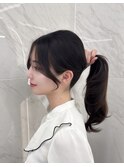 2wayバング 韓国センターパート シースルー  くびれヘア　顔周り