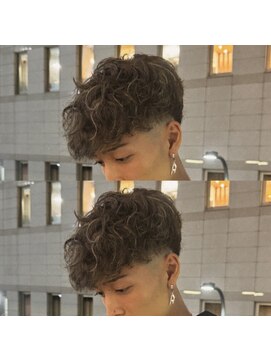 ココア(cocoa) 癖毛を活かしたパーマ風×コントラストハイライト