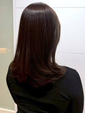 カミラボ(KAMI LABO) 暗髪マロンベージュ セミロング ワンカール 髪質改善 20代