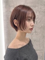 アロン(ALLON) 小顔見え丸みショート×透明感ピンクブラウン