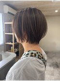 大人女性ハイライトハンサムショート40代50代60代白髪ぼかし