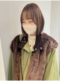 村上/顔周りレイヤー前髪カット韓国ブラウンカラーぷつっとボブ