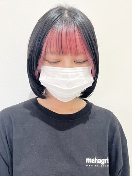 ミュール(mule) 黒髪ボブ×クリアピンク