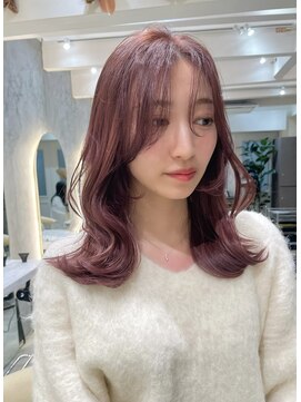 ロンドネートゥル 新潟(Lond naitre) ピンクベージュのレイヤーミディアム（新潟/万代）