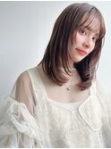 オリーブベージュショートミニボブグレージュブリーチレイヤー