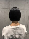 大人ショートボブ切りっぱなしボブ暗めカラー武蔵小杉