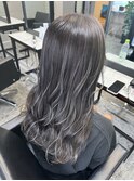 グレージュハイライトバレイヤージュダブルカラーケアブリーチ