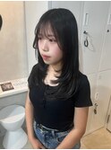 こなれミディ/セクシーミディ/段カット/顔周りレイヤー/韓国