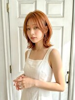 アロマ ヘアー ルーム 新宿3号店(AROMA hair room) 外ハネボブ/ウルフレイヤー/オレンジベージュ/前髪カット/新宿
