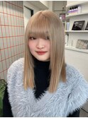 黒髪/グレーベージュ/ハイトーン/ブリーチ/渋谷