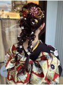 ヘアアレンジ　へアセット　ポニーテール　ツインヘア　成人式