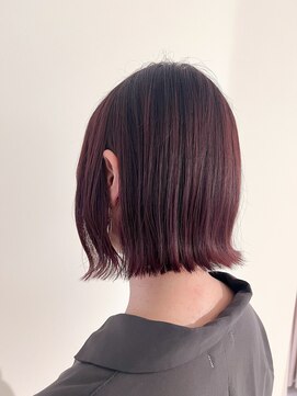 アヴァンスクロス あべのルシアス店(AVANCE.CROSS) 切りっぱなしボブ×ワインレッド 20代 30代
