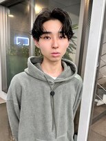 メンズレコ 渋谷(MEN'S LECO)&nbsp;メンズセンターパート黒髪ニュアンスパーマし「さょさ