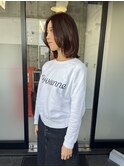 秋のオレンジブラウンカラー×重めレイヤーロブ