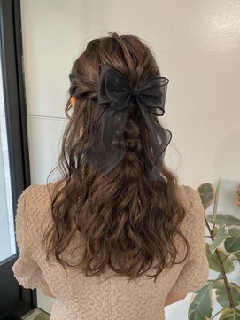 ヘアセット　ハーフアップ　