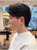 メンズヘア メンズセンターパート フェザーパーマ 銀座