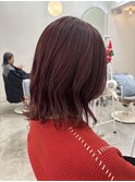 ミディアムレイヤー◎ダスティピンクくびれボブ◎20代~50代