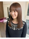 艶やかなまとまりの髪質改善セミロングカラー艶髪美髪艶感