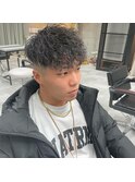 ツーブロック×ツイストスパイラルパーマ×マッシュ