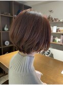 春のやわらかピンクベージュ×モテショート