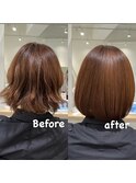 髪質改善ストレートでまとまる艶々ボブ