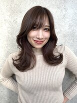 ジョエミバイアンアミ(joemi by Un ami) マロンベージュ斜めバング韓国風ワンカールパーマくびれヘア