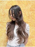 スモーキーベビーピンク小顔つやつや耳掛けレイヤーロング