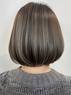 ネックス 表参道本店(nex) デザインカラーレイヤーカットウェットヘアオリーブベージュ白髪